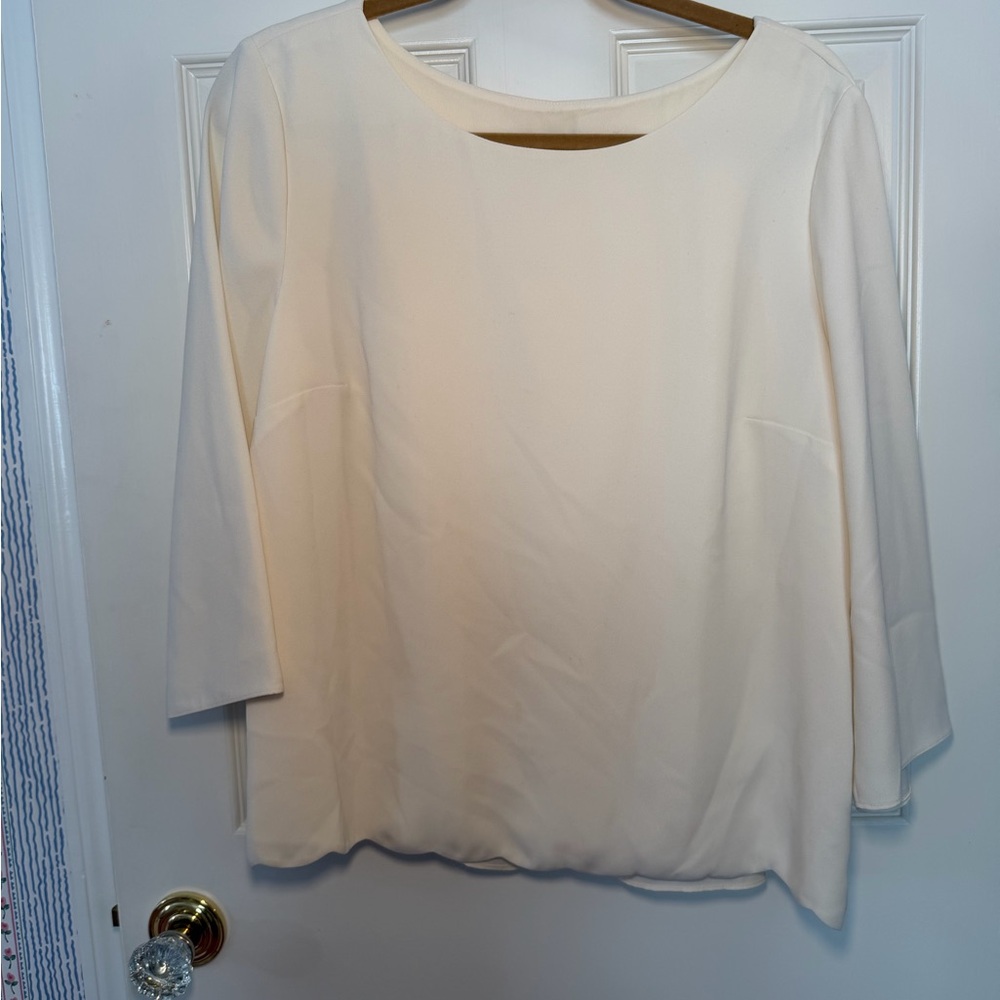 Talbots Cream Women's Blouse with Scallop Detailing on Back